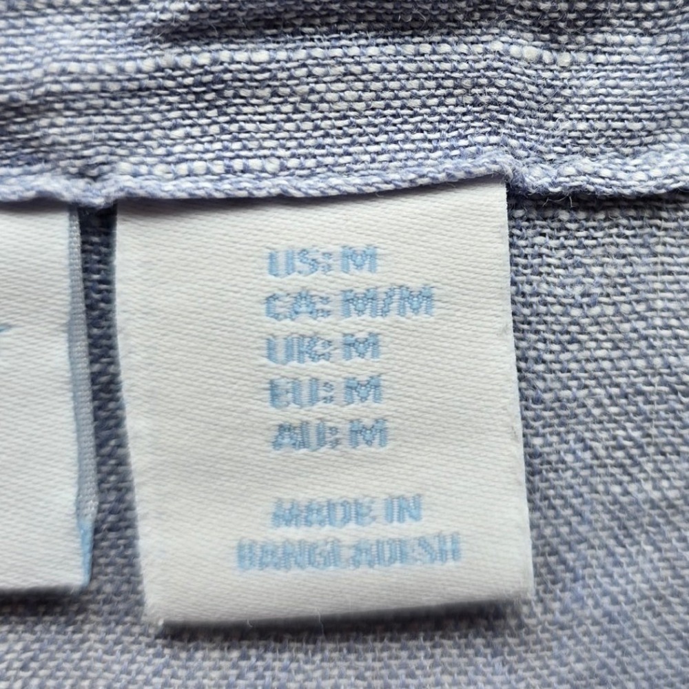 Martha Stewart 100% Linen Light Blue Top Size Medium coastal fisherman beach - Picture 6 of 9